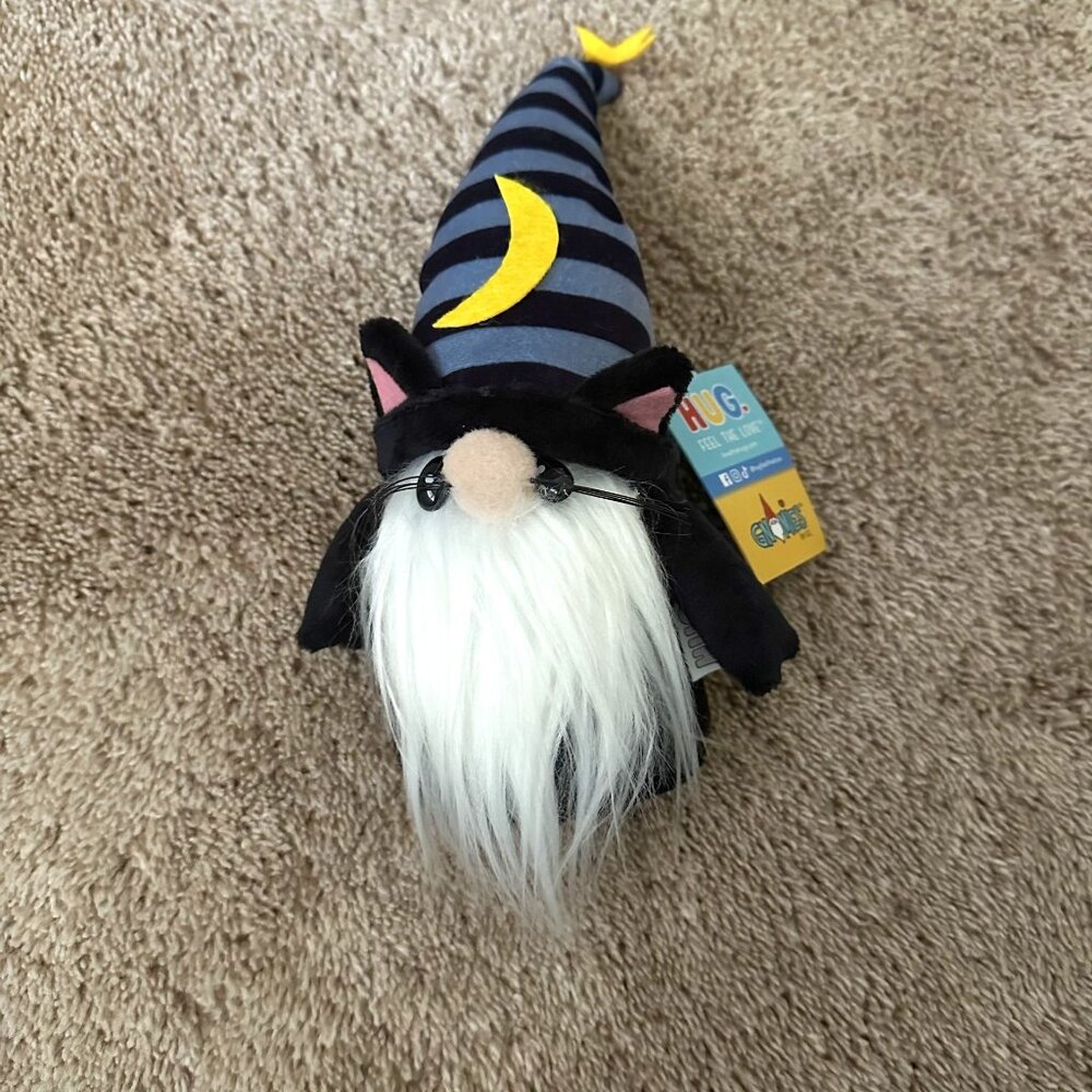Halloween Plush Black Cat Ear Gnome w/ Bean Bag Bottom 11" NWT